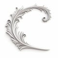 Artistic Silver Letter C With Flower Illustration - Detailed Feather Rendering