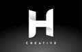 White Letter H Logo Design with Minimalist Creative Look and soft Shaddow on Black background Vector