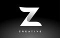 White Letter Z Logo Design with Minimalist Creative Look and soft Shaddow on Black background Vector