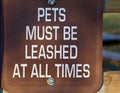 Pets must be leased at all times sign