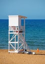 White lifeguard tower. Royalty Free Stock Photo