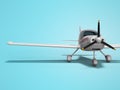 White light aircraft for two passengers 3d render on blue background with shadow Royalty Free Stock Photo