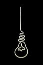 White light bulb neon sign on isolated black background Royalty Free Stock Photo