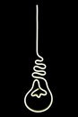 White light bulb neon sign on isolated black background Royalty Free Stock Photo