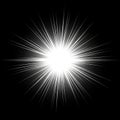 White light burst with rays on black background Royalty Free Stock Photo