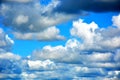 White light clouds on a blue sky on a clear Sunny day. Beautiful atmospheric phenomenon. Natural horizontal background Royalty Free Stock Photo