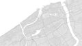 White and light grey Niigata city area vector background map, roads and water illustration. Widescreen proportion, digital flat