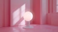 A white light on a pink wall in front of some windows, AI Royalty Free Stock Photo