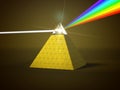 White light ray dispersing to other color light rays via pyramid prism. 3d illustration