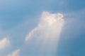 White light sky blue through the clouds breaks through the sun`s ray natural background Royalty Free Stock Photo