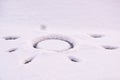 White snow. Painted sun. Horizontal Royalty Free Stock Photo