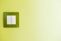 White light switch on a green wall Royalty Free Stock Photo