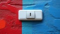 White light switch on red and blue wall Royalty Free Stock Photo