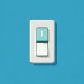 White light switch with turquoise and white toggle on blue background Royalty Free Stock Photo