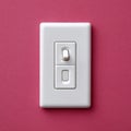 White light switch on vibrant pink wall in modern minimalistic design. Royalty Free Stock Photo