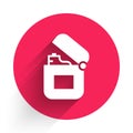 White Lighter icon isolated with long shadow. Red circle button. Vector Royalty Free Stock Photo