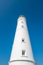 White lighthouse and associated buildings. Nash Point, Vale of Glamorgan, Wales.. Royalty Free Stock Photo