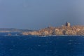 White lighthouse of Capo Testa, Sardinia Royalty Free Stock Photo