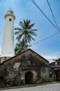 White Lighthouse in fort Galle in Sri Lanka Royalty Free Stock Photo