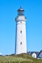 White Lighthouse Hirtshals Fyr at the danish coast