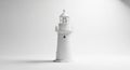 White lighthouse model set against a Royalty Free Stock Photo