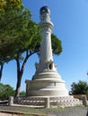 White lighthouse of the park of the Gianicolo to Rome in Italy. Royalty Free Stock Photo