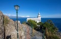 The white lighthouse of Portofino, Ligurian coast, Genoa province, Italy