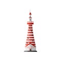 White lighthouse in red stripes in flat design isolated on white background Royalty Free Stock Photo