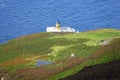 White lighthouse on Scottish peninsula Royalty Free Stock Photo