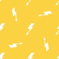 White lightnings yellow vector seamless pattern