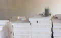 White Lightweight Concrete block,Used in the wall Royalty Free Stock Photo