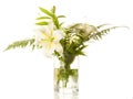 White lilies ' bunch on white Royalty Free Stock Photo