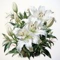 White Elegance: Realistic Lily Watercolor Painting For Photoshop