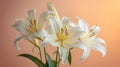 White Lilies on Pastel Background. Easter Serenity. Christian symbolism.