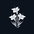 Minimalist Logo Of Gladiolus And On Black Background
