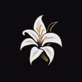 Dark And Elegant Lily Logo On Black Background
