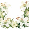 Watercolor Lily Frame With Elaborate Borders