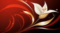 a white lily on a red background with gold swirls Royalty Free Stock Photo