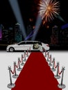 White limo and red carpet Royalty Free Stock Photo