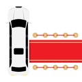 White limousine parked near red carpet