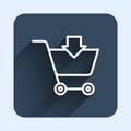 White line Add to Shopping cart icon isolated with long shadow background. Online buying concept. Delivery service sign Royalty Free Stock Photo