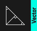 White line Angle bisector of a triangle icon isolated on black background. Vector Royalty Free Stock Photo