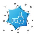 White line Angle grinder icon isolated on white background. Blue hexagon button. Vector Illustration Royalty Free Stock Photo
