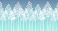 White line art trees on a blue and teal gradient background forest nature Royalty Free Stock Photo