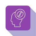 White line Barista icon isolated on white background. Purple square button. Vector