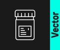 White line Biologically active additives icon isolated on black background. Vector