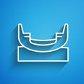 White line Boat swing icon isolated on blue background. Childrens entertainment playground. Attraction riding ship Royalty Free Stock Photo