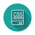 White line Books about programming icon isolated with long shadow background. Programming language concept. PHP, CSS Royalty Free Stock Photo
