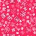 White line Books about programming icon isolated seamless pattern on red background. Programming language concept. PHP Royalty Free Stock Photo