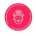 White line Builder icon isolated on white background. Construction worker. Red circle button. Vector